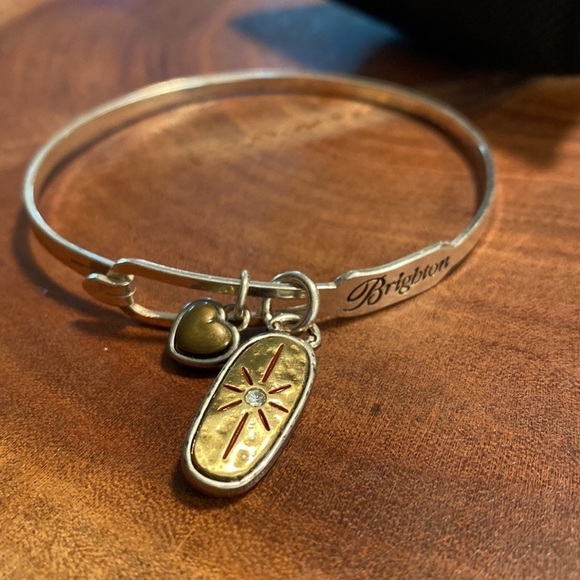 BRIGHTON Art &‎ Soul "Believe" Charm Silver and gold Bangle Bracelet - Picture 1 of 6